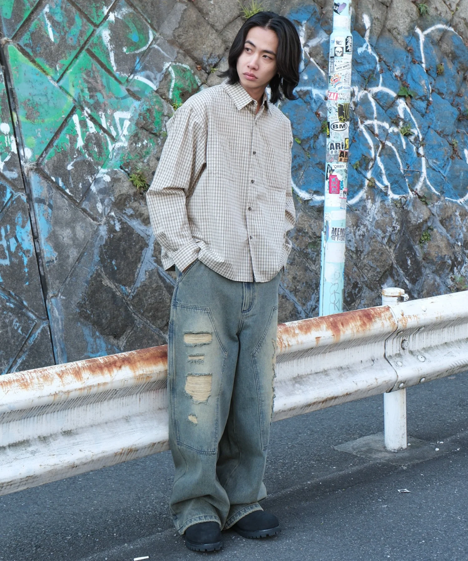 ダブルニーダメージデニムパンツ - Image 4