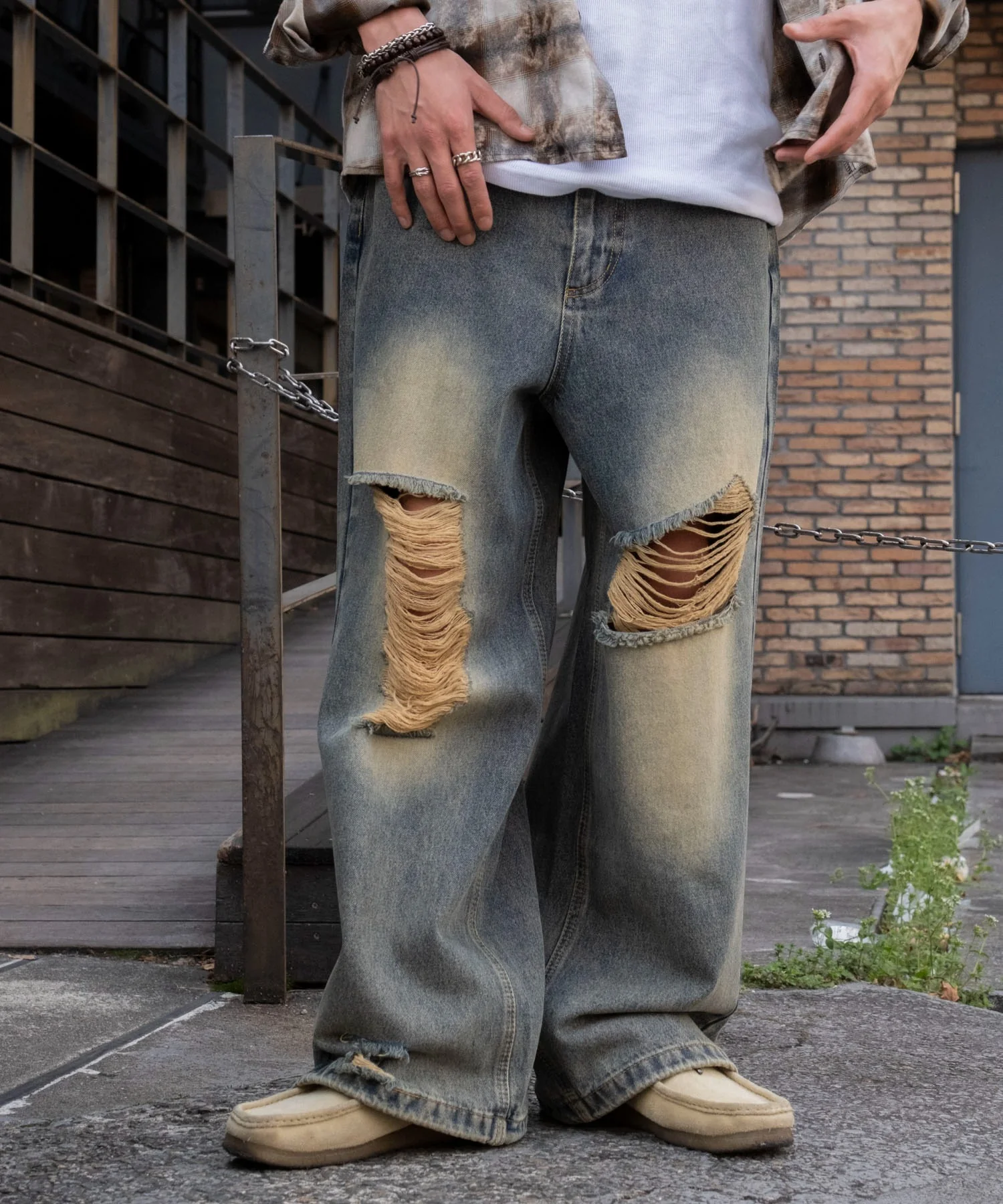 スーパーバギーダメージデニムパンツ - Image 3